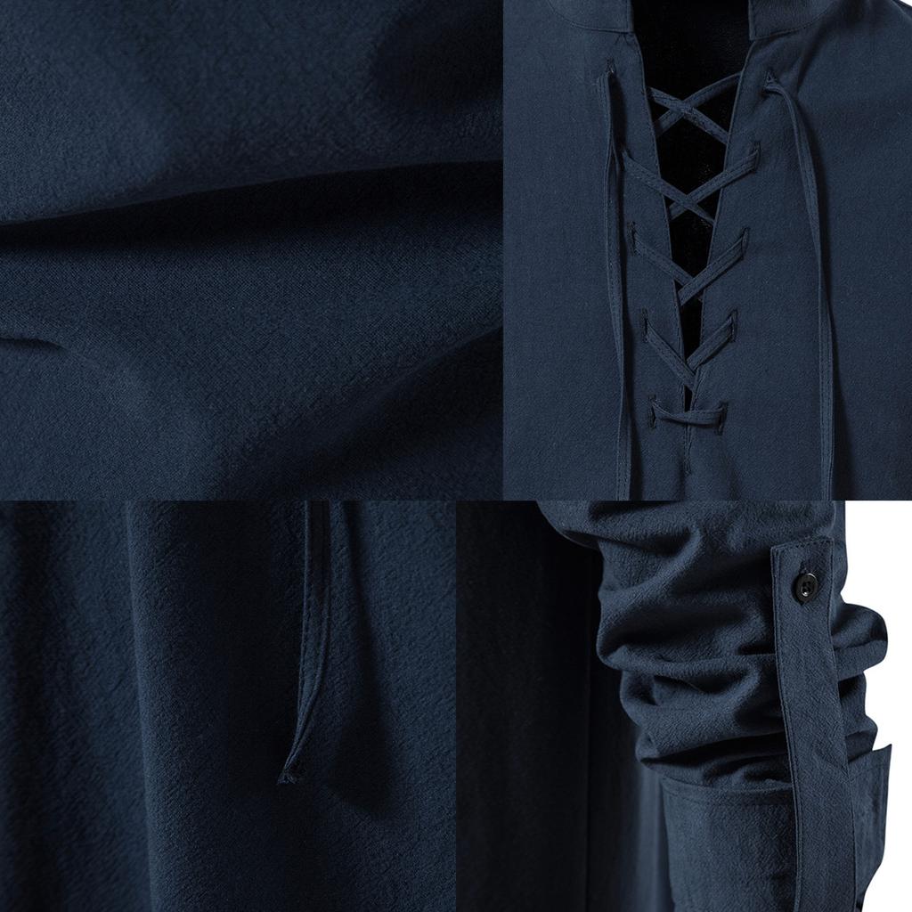 Мужская рубашка европейского размера из хлопка и льна на весну и осень с длинным рукавом в стиле хиппи, пляжная рубашка с воротником-стойкой