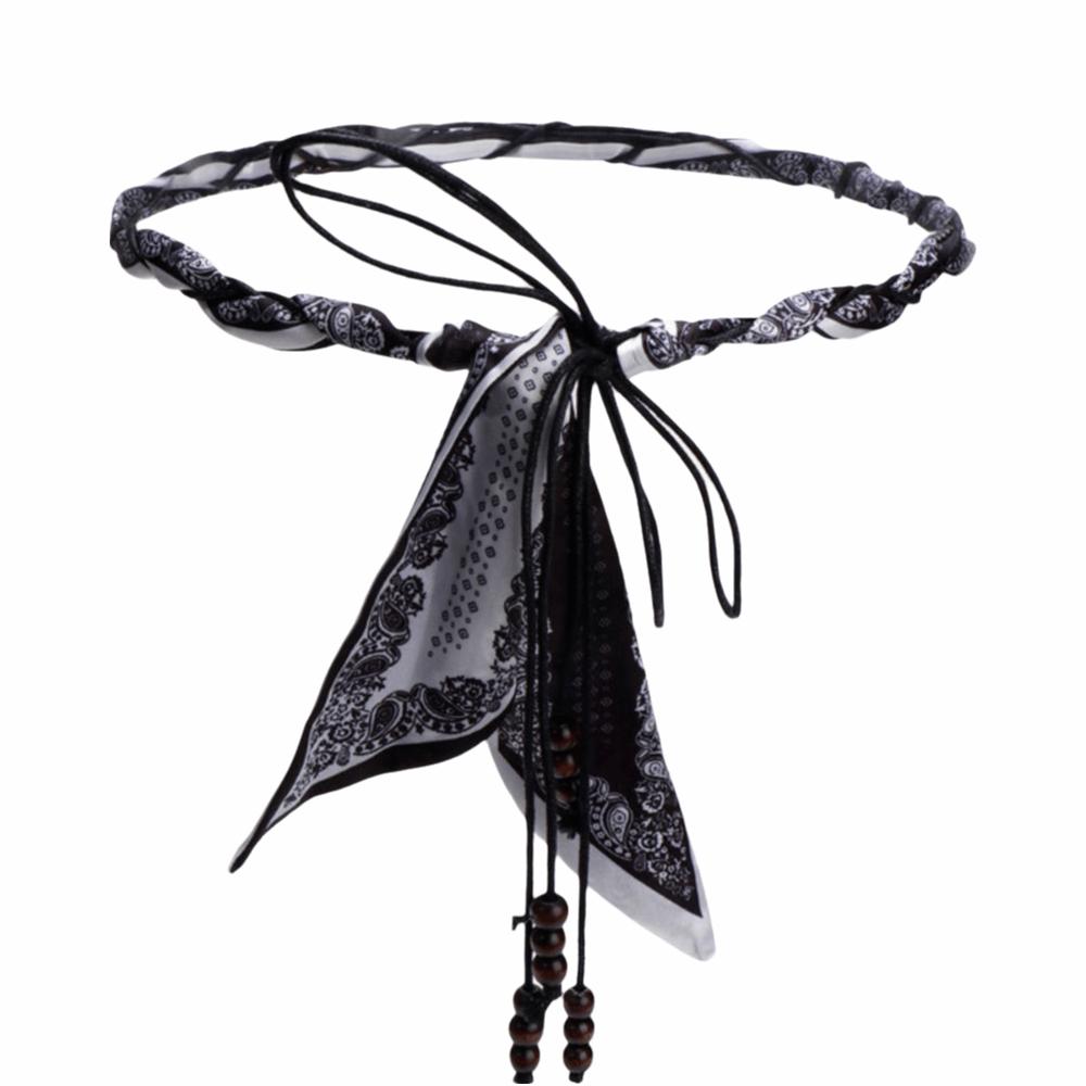 Wood Bead Tassel Flower Waist Chain Vintage Design Decorative Waist Rope With Skirt