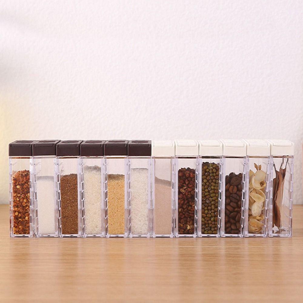 6Pcs/Set 6-in-1 Seasoning Storage Box Double Opening Cover Seasoning Bottle Spice Canister Set  BBQ
