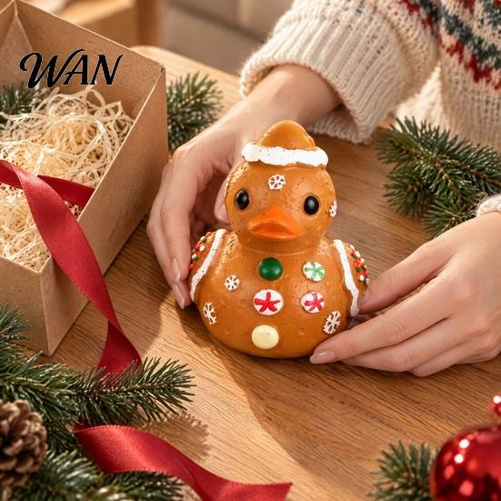 Cute Christmas Table Decor Duck Figurine, Resin Ornaments, Tree/Gingerbread/Candy Cane Ornaments Desktop Decoration for Home and Office Festive