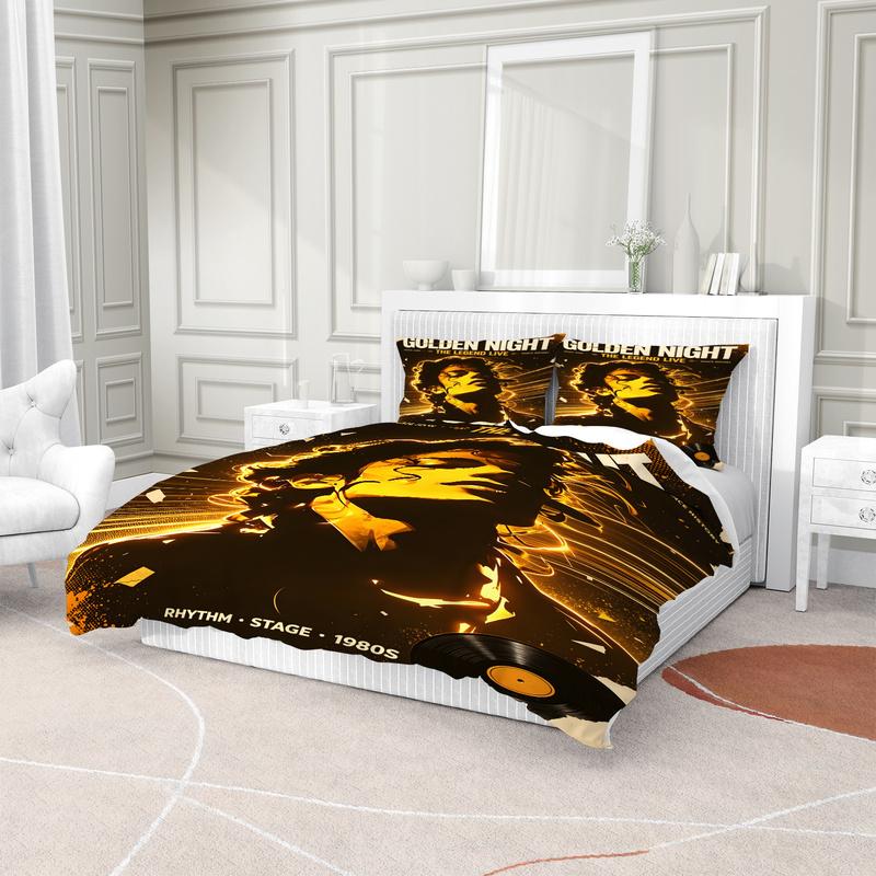 Pop Icon Michael Jackson Duvet Cover Set Cozy King Of Pop Stage Print Quilt Cover Set Fashion Legend Bedding Set Home Decor Gift