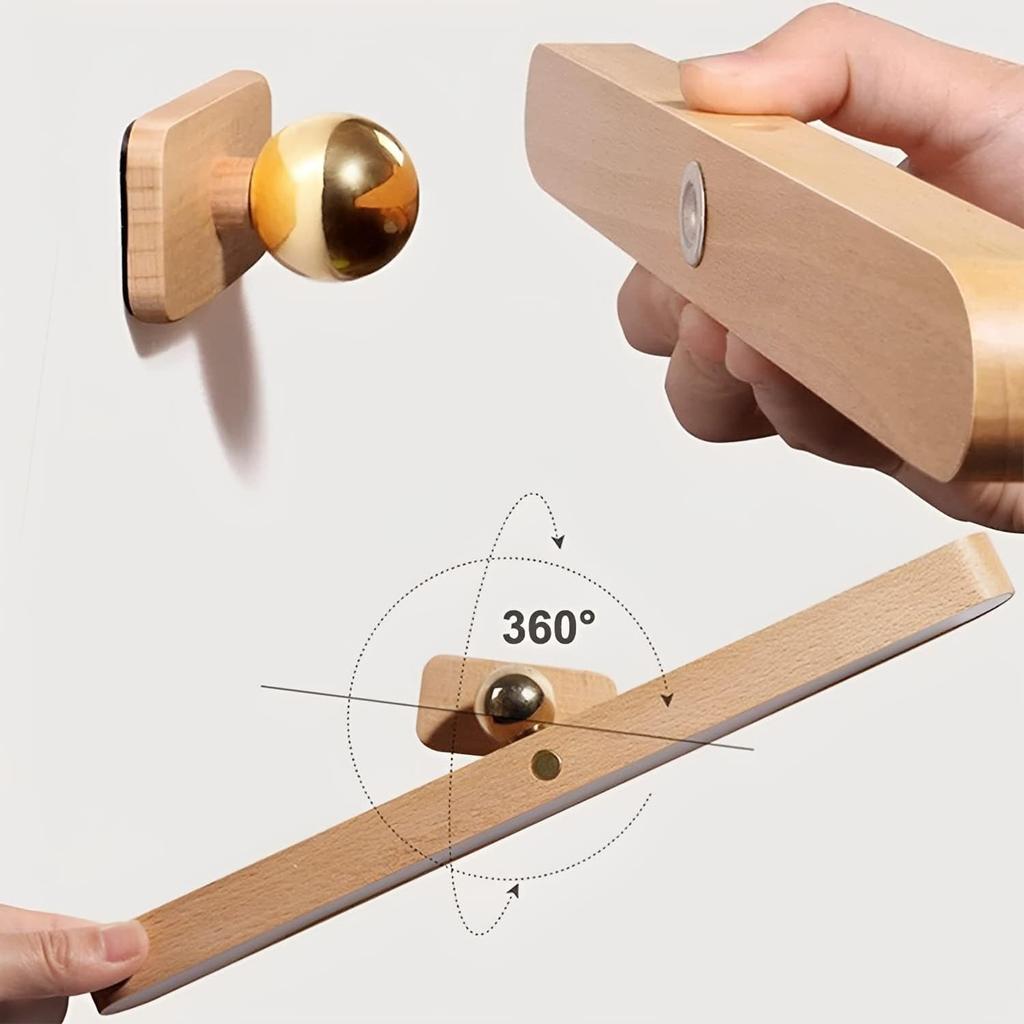 360° Rotatable Magnetic Wall Lamp | LED Solid Wood Sconce | Stepless Dimming Touch Control | Detachable Multi-functional Wall Lighting | 2-Pack