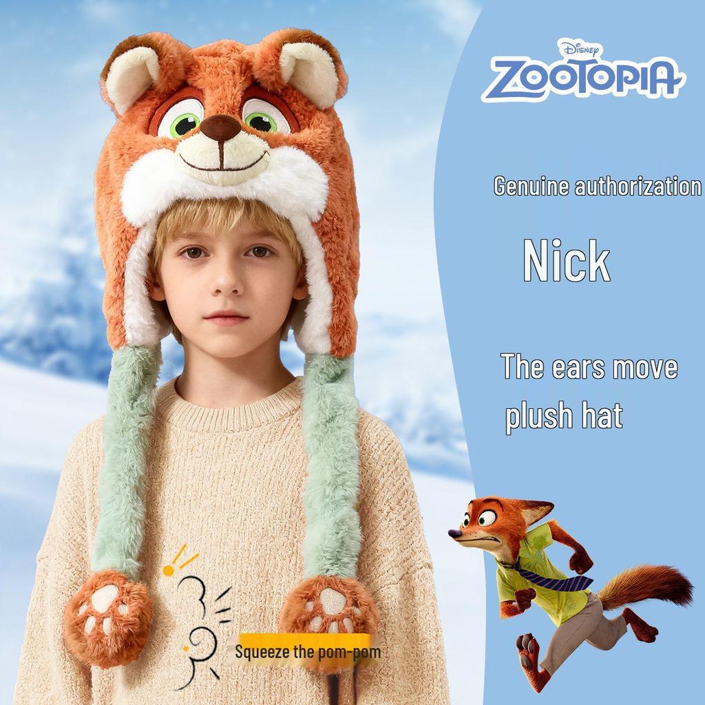 Zootopia Disney Plush Hat with Movable Ears - Judy & Nick Winter Edition.