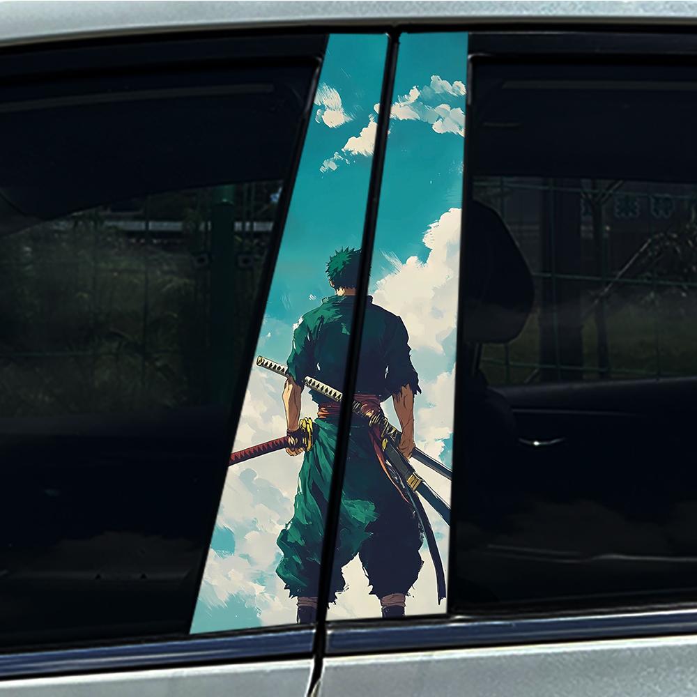 1/2pcs Handsome Cool Anime Boy Car Center Pillar Sticker B Pillar Protective Film Decoration