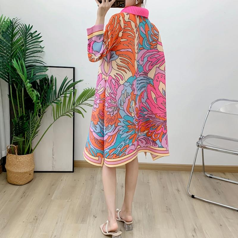 Plara Pleated Art Print Dress Up To Size 88