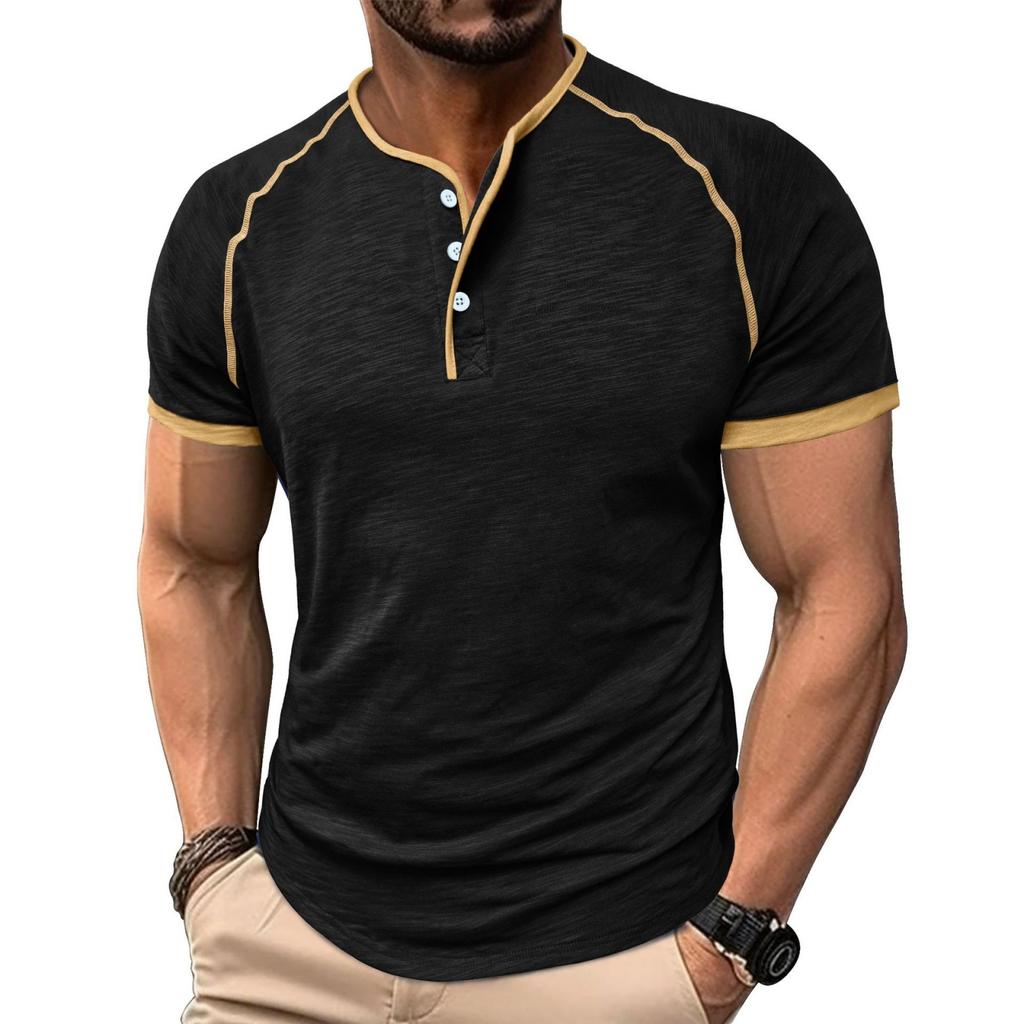 Men's Casual Color-block Sports T-shirt - Men's Round-neck Short-sleeved Top