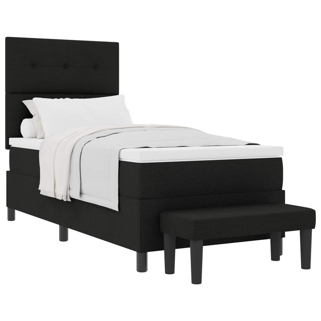 Box Spring Bed with Headboard Black 90 x 190 cm Fabric