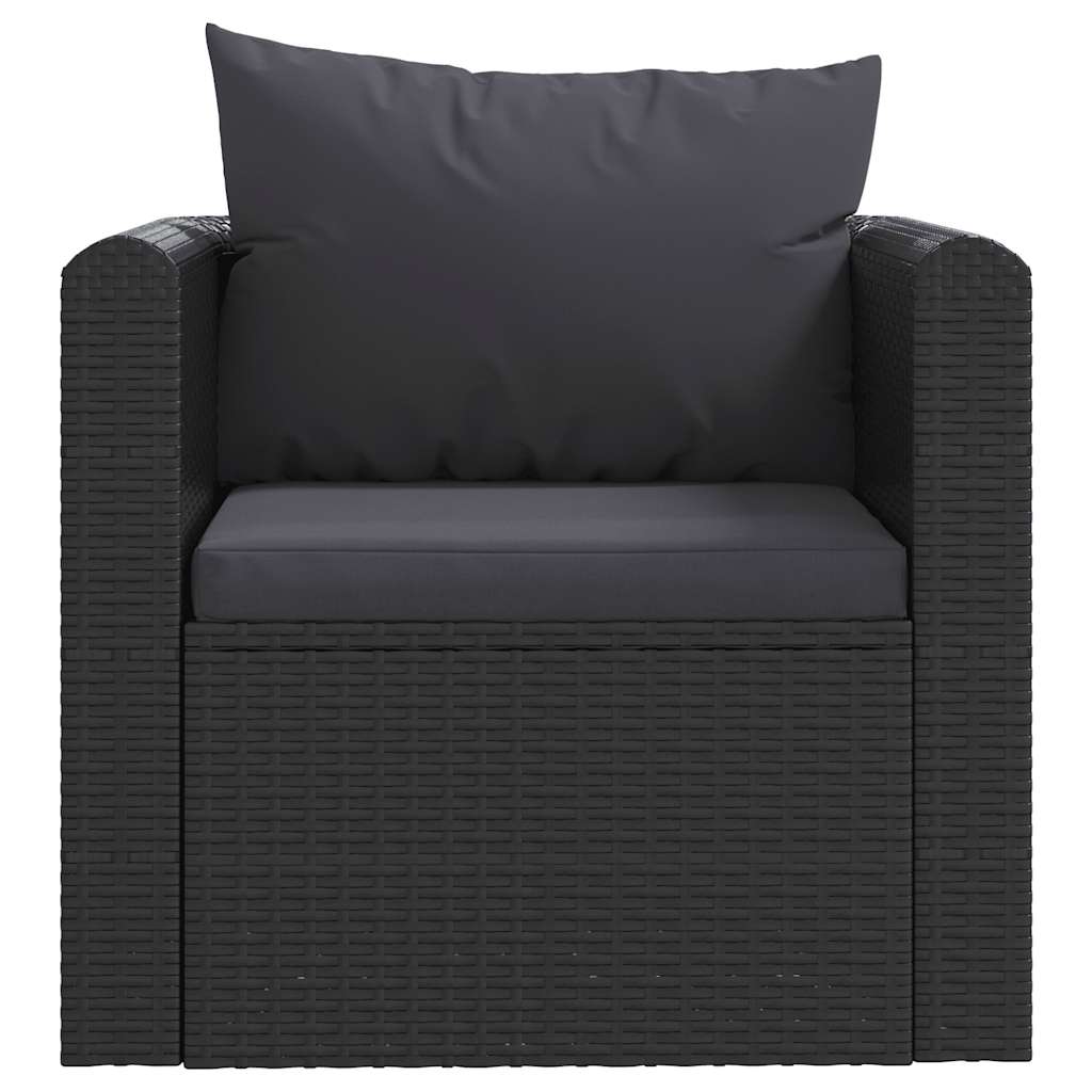 1 Seater Poly Rattan Armchair with Cushions Black