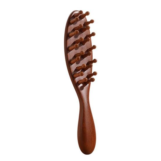 Natural Sandalwood Comb Long Handle Meridian Point Massager 22 Teeth Meridian Insert Comb for Head Massage And Hair Growth Promotion