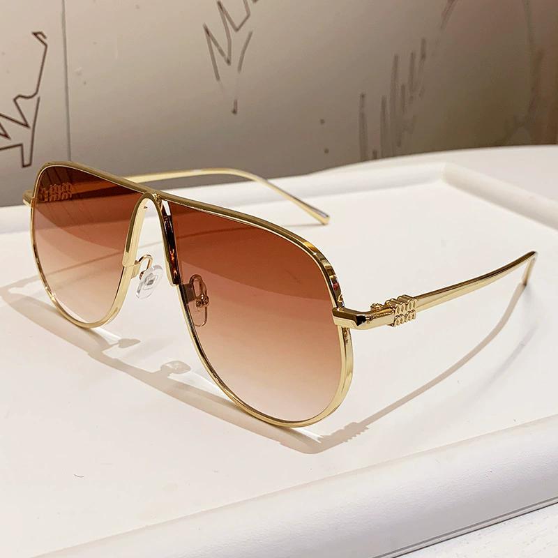 Y2K Large Frame Metal Men Women Sunglasses Fashion Trends UV Resistant Outdoor Sunshade Sunscreen Glasses