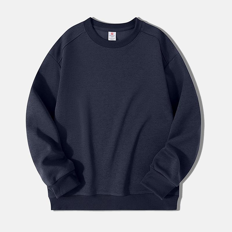 Men S Solid Color Crew Neck Long Sleeve Loose Fit Pullover Sweatshirt