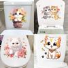 Милые наклейки для ванной и туалета с котом Современные декоративные наклейки для дома Водонепроницаемая самоклеящаяся наклейка