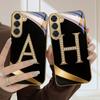 Изысканные буквы ' P H ' Для Samsung Galaxy S26 S20 FE S21 Ultra S23 Plus S24 Ultra S25 S21+ S22Plus S26 Золотой стеклянный чехол для телефона