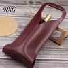 Foldable Wine Storage Bag Faux Leather Tote Bag, Portable Carrier Pouch, Waterproof Durable Single Bottle Holder Protector Sleeve for Champagne Beer