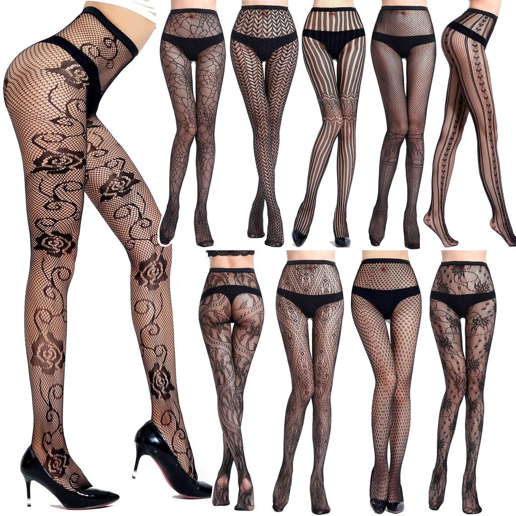 Sexy Fishnet Jacquard Lingerie Pantyhose Costume Set For Women