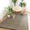 Living Room Rug In Woven Jute and Natural Black Cotton 120x170