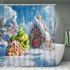 The Grinch Christmas Bathroom Set With Shower Curtain, Toilet Lid Cover & Mats | Snowy Christmas Scene | Festive Holiday Decor