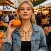 Alloy Necklace Set Halloween Skull Jewelry for Women, Tassel & Spooky Theme Dangle Earrings, Punk Gothic Accessories Costume Party Dark Aesthetic