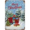 Vintage Merry Christmas Metal Tin Sign  Rustic Wall Art Plaque for Home Cafe Garden Bar Club Man Cave  Perfect Holiday Decor