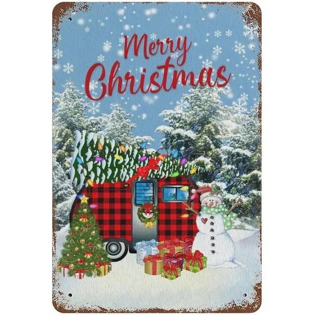 Vintage Merry Christmas Metal Tin Sign Rustic Wall Art Plaque for Home Cafe Garden Bar Club Man Cave Perfect Holiday Decor