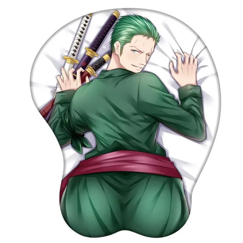 2025 Non-slip ONE PIECE Mouse Pad Anime Cartoon Figure Roronoa Zoro Sexy 3D Hip Mouse Pads with Wrist Rest Gaming Mousepad Mat