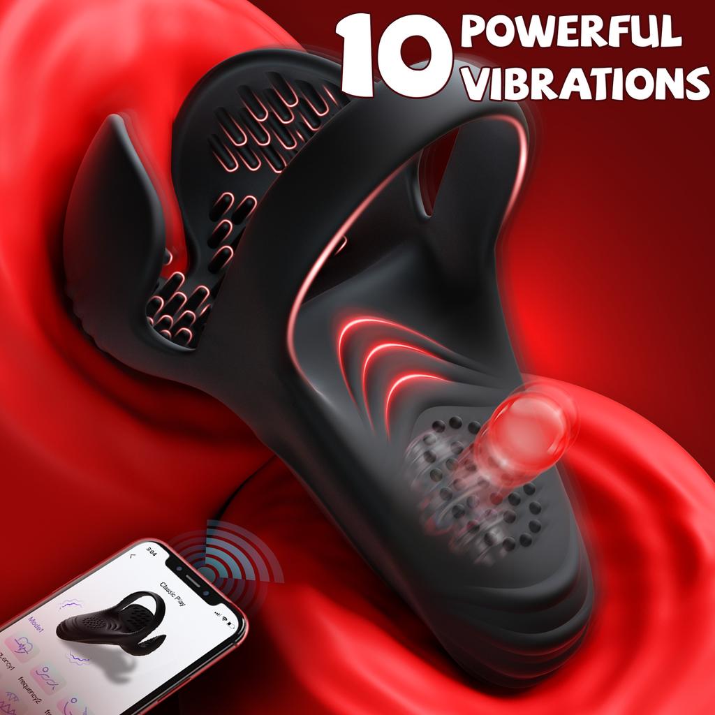 APP Control Vibrating Cock Ring Penis Ring for Men Ejaculation Delay Testicle Stimulation Cockring Adults Sex Toys for Couples