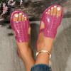 Летние однотонные сандалии на плоской подошве Popula, уличные тапочки с открытым носком, пляжная женская обувь, большие размеры, шлепанцы Zapatos De Mujer