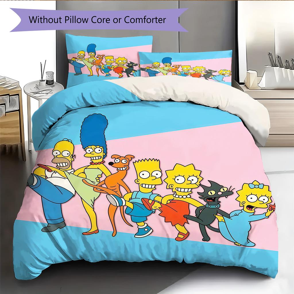 The Simpsons Pattern Bedding Quilt Set Home Decoration Gift (1 * duvet cover + 2 * pillowcase without core)