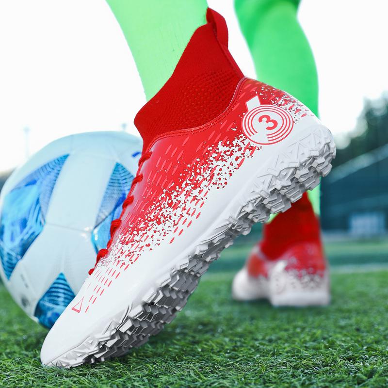 Новые высококачественные амортизирующие противоскользящие износостойкие высокие кеды для детей и взрослых с короткими шипами для уличного футбола