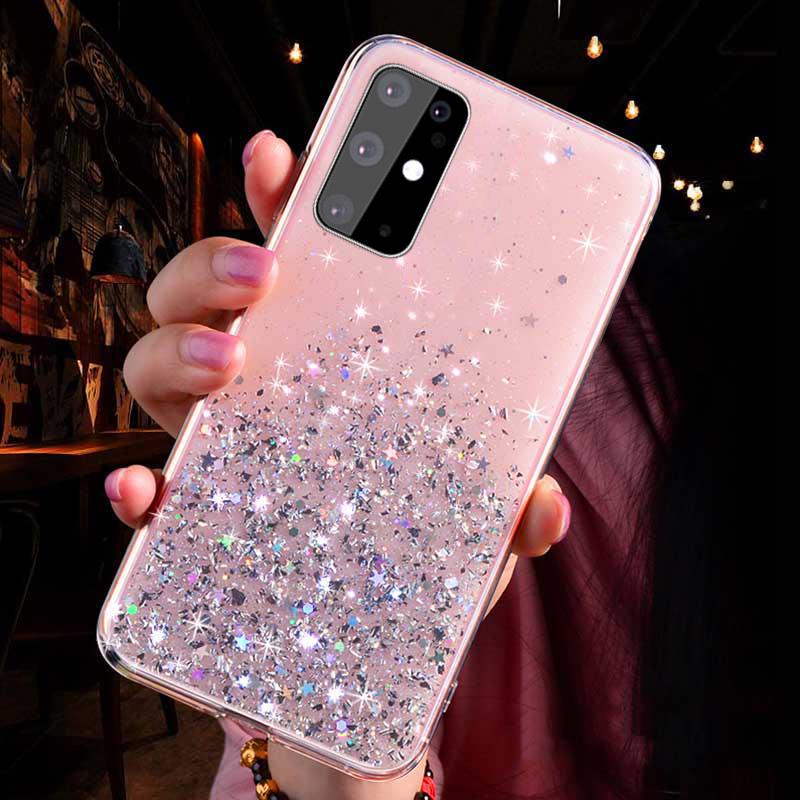 Блестящий силиконовый чехол со звездами и блестками для Samsung S25 Ultra S24 FE S26 S23 S22 Plus A16 A56 A57 A36 A55 A35 A15 A25 A14 5G A26 A17 A37 Сияющий чехол с пайетками