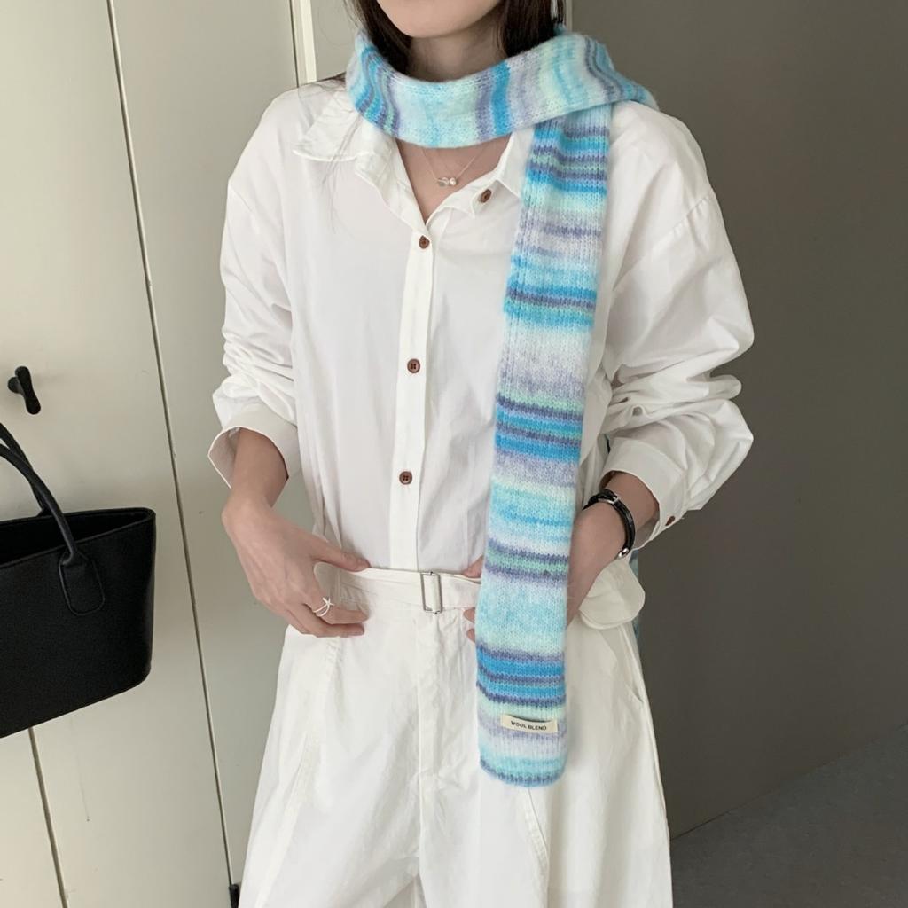 Autumn and Winter Scarf Women's Plaid Wool Blended Long Student Versatile Shawl Thickened Warm Scarf