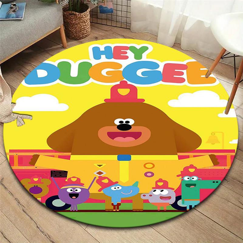 Hey Duggee Round Area Rug,Carpet Rug for Living Room Bedroom Sofa Playroom Decor,Non-slip Floor Mat