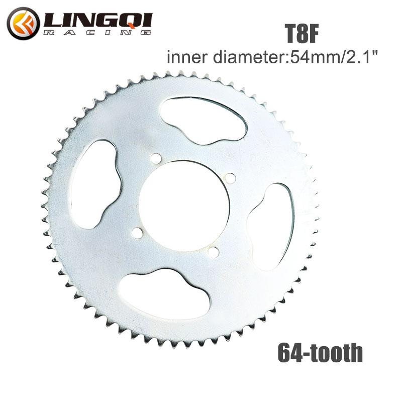 LINGQI Pit Dirt Bike Motorcycle T8F Front Rear Chian Sprocket 36T 54T 64T Teeth ATV Chain Gear Plate for Mini Pocket Bike Moto