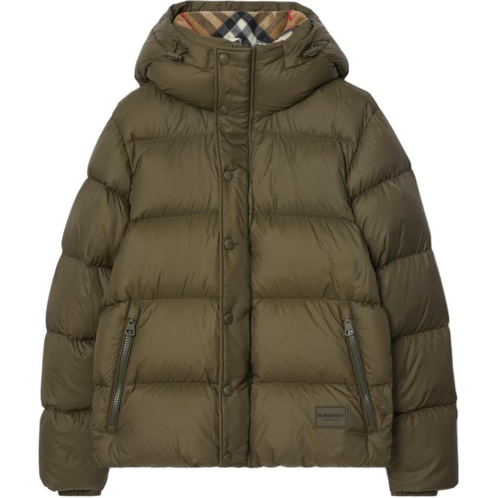 Burberry Мужские пуховики Армейский зеленый с капюшоном (Несъемный) Средний прямой крой 81052271