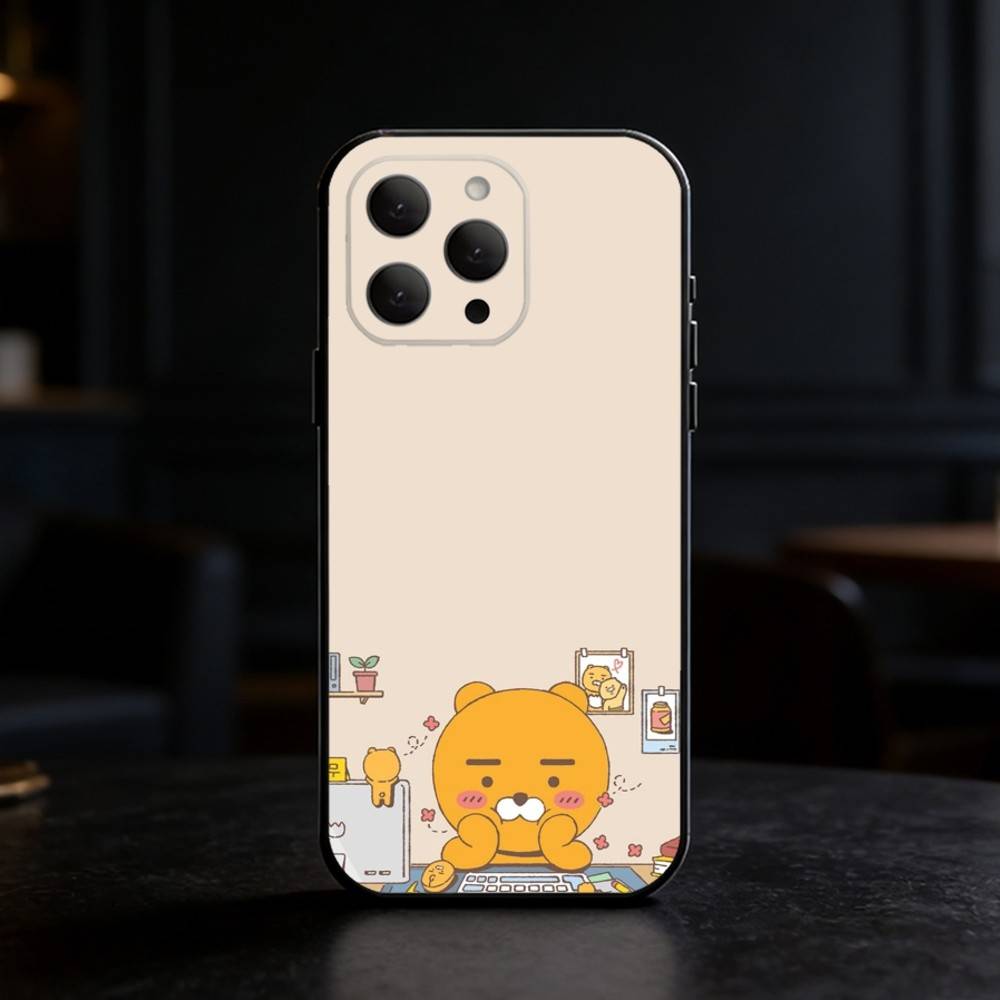 K-Kakao Friends Phone Case For iPhone 17,16,15,14,13,12,11 Plus,Pro,Max,Mini Silicone black Soft Cover