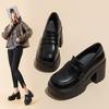 Loafers Women Fashion Patent Leather Spring Summer  Thick-soled Casual Student Shoes Classic Ladies Black Pumps