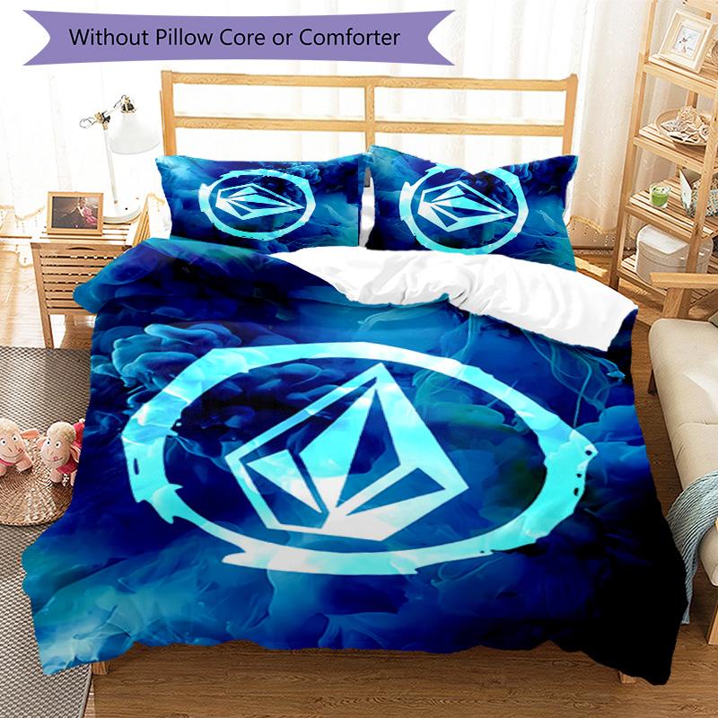 3pcs V-VOLCOM LOGO4 pattern bedding set duvet cover set includes duvet cover &pillowcases, perfect all season bedroom decoration & gift