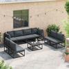8 Piece Garden Sofa Set with Cushions Black Aluminum