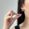 New Purple Flower Stud Earrings for Women Personality Unique Girl Friend Christmas Ear Wedding Jewelry