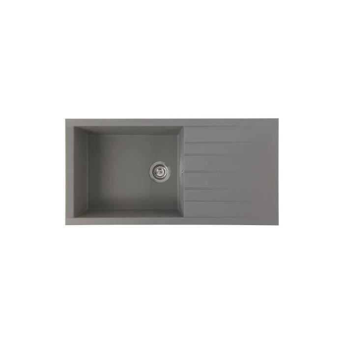 STRADOUR Evier à encastrer CUBE, en SMC GRIS BETON - 16, 1 bac, dim. 100 * 50 cm, vidage manuel