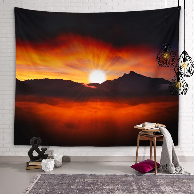 Приморский закат, пейзаж с закатом, гобелен, солнечный лес, украшение стены, гобелен для гостиной, эстетика комнаты, украшение для дома