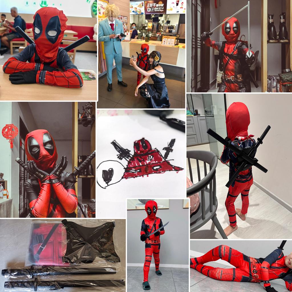 High Quality Cosplay Deadpool Costume Suit Movie Bodysuit Suits Jumpsuit Sword Set Festival Gift Halloween Christmas Party