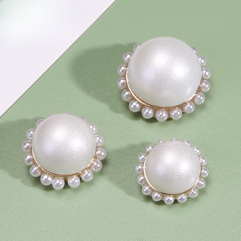 White Pearl Button Clothes Coat Decorative Button Accessories Versatile Round Women'S High-End Small Fragrant Button Sweater