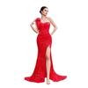 European and American new elegant and sexy one-shoulder split party dress, sequined bow socialite party evening dress