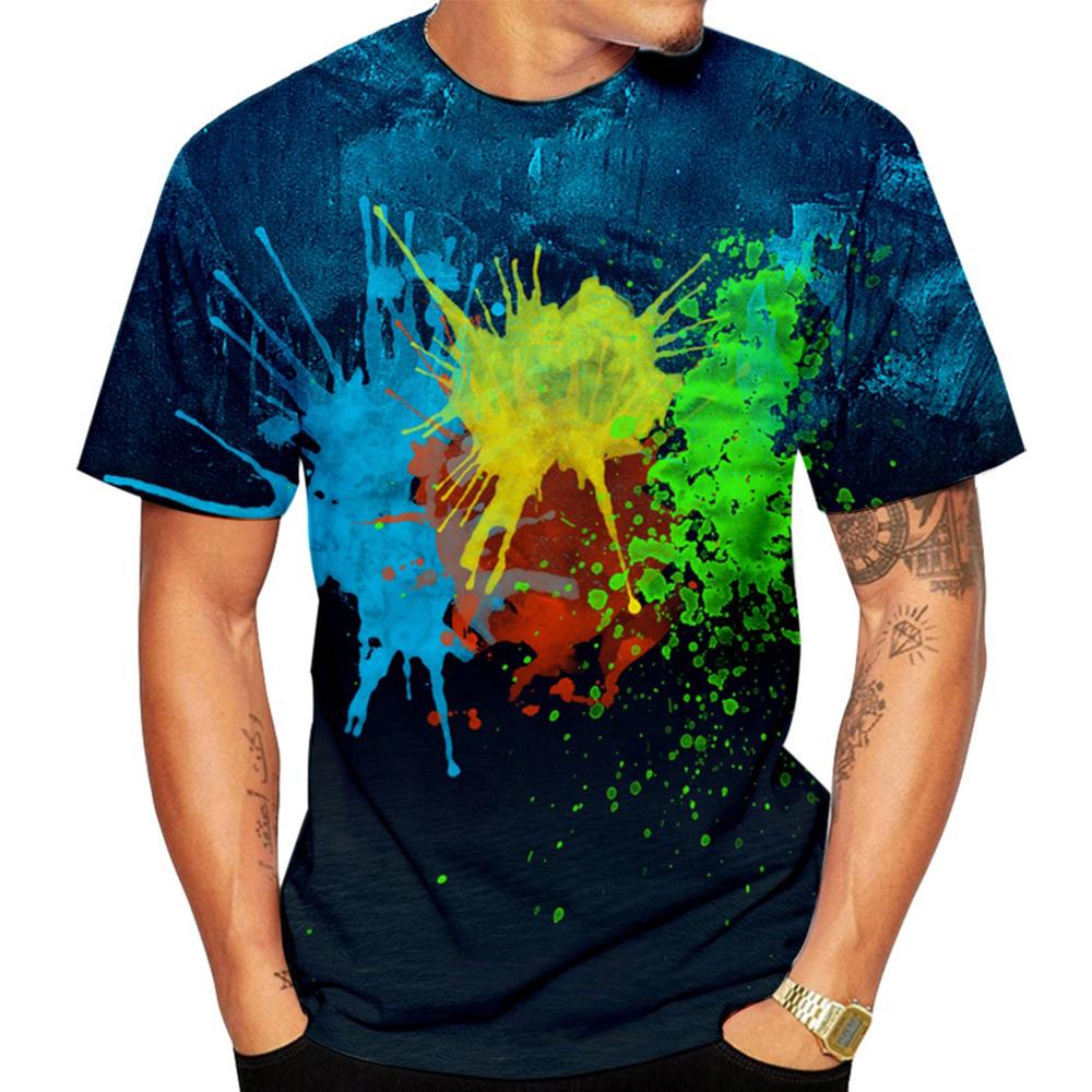Paint Splatter Tie Dye 3D Print T-shirt Rainbow Graffiti Oversized Streetwear Tops Men Women Kids