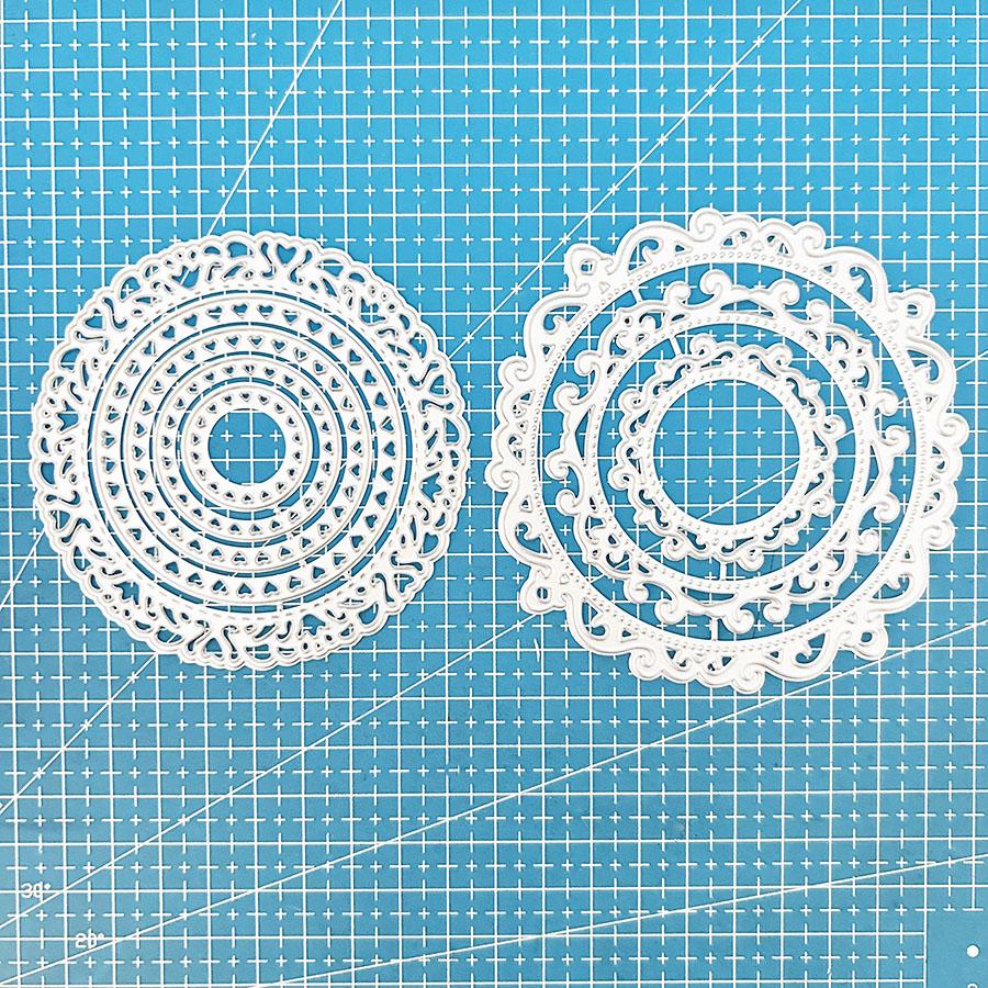 2 шт./набор Круглые кружевные рамки Фон Режущие штампы для DIY Декор Бумажное ремесло Изготовление открыток Скрапбукинг Бумажный альбом Штамп