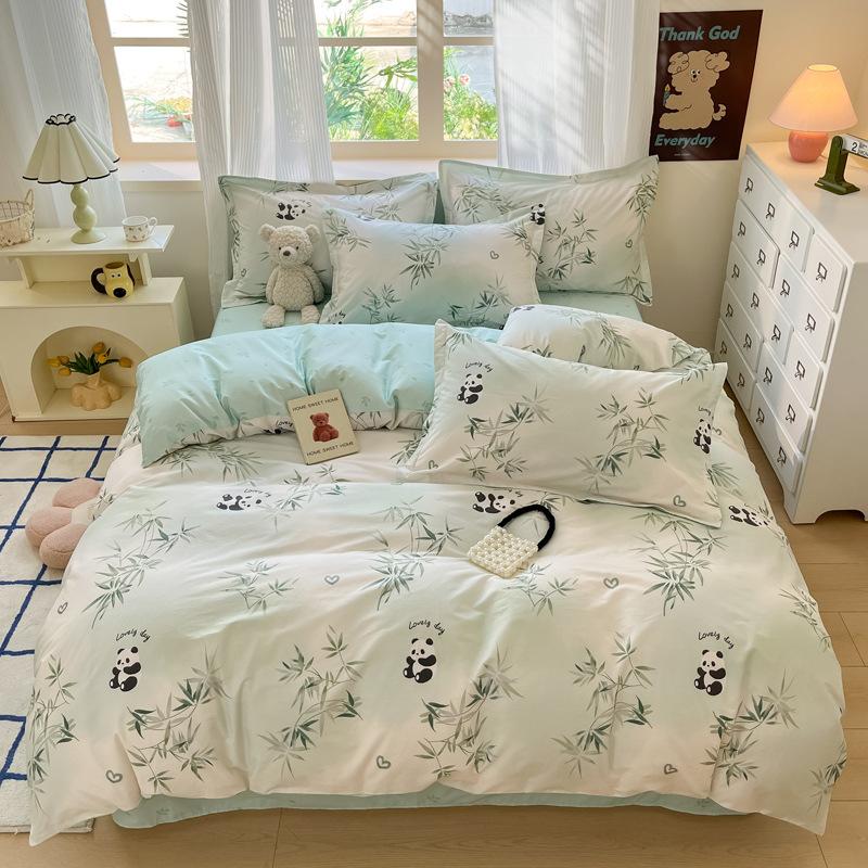 Комплект из четырех предметов, пододеяльник из чистого хлопка, простыня из хлопка, комплект из трех предметов для односпальной кровати в общежитии