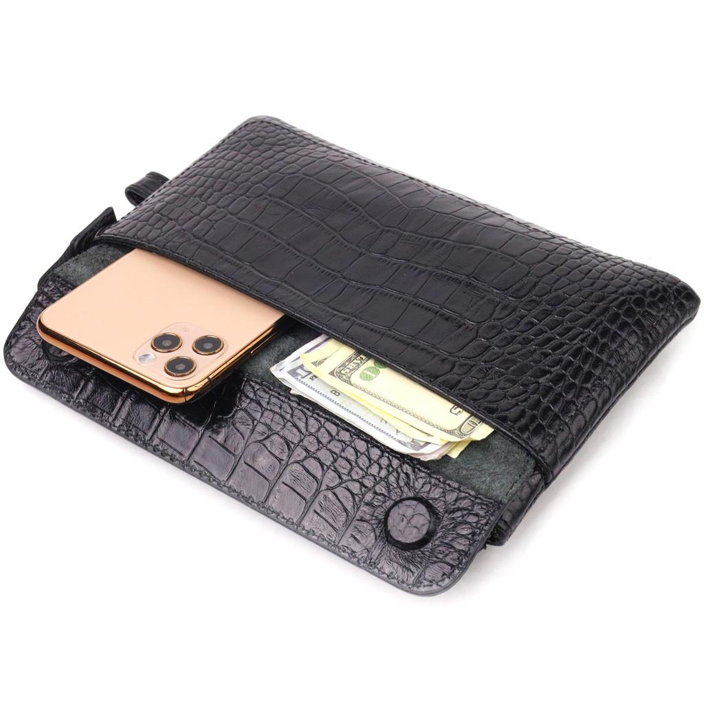 Practical Clutch for Men Made of Genuine Textured Leather CANPELLINI 21549 Black