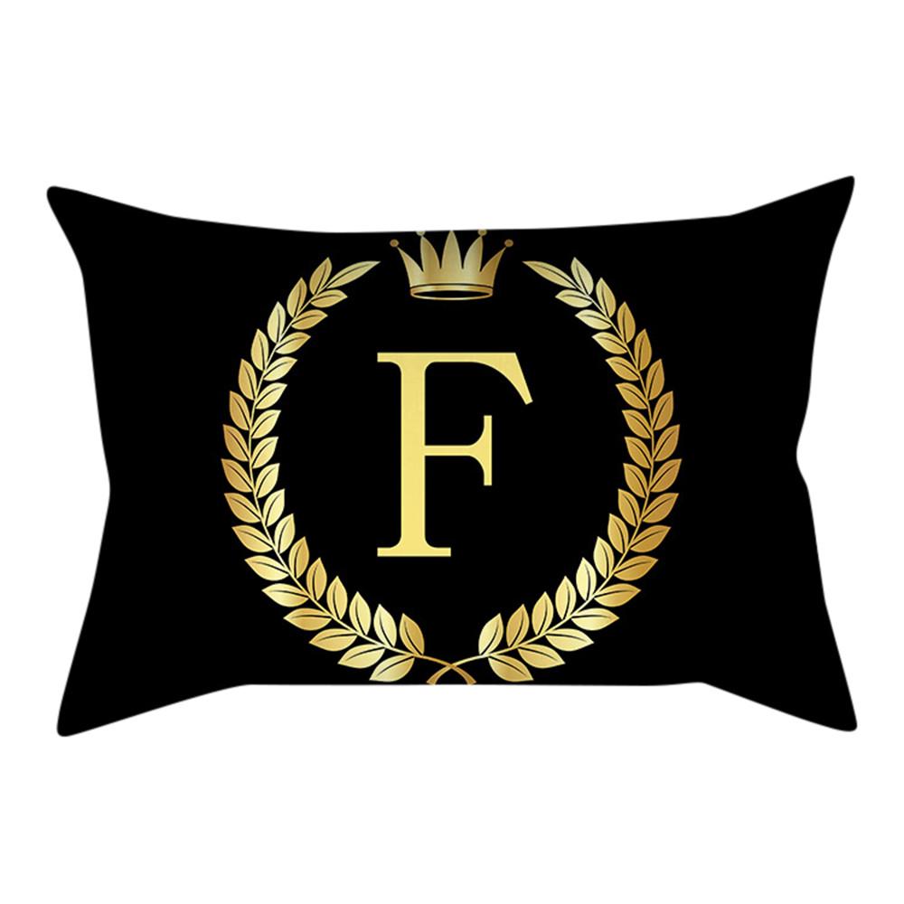 Наволочка черно-золотая наволочка с буквами, чехол для диванной подушки, домашний декор