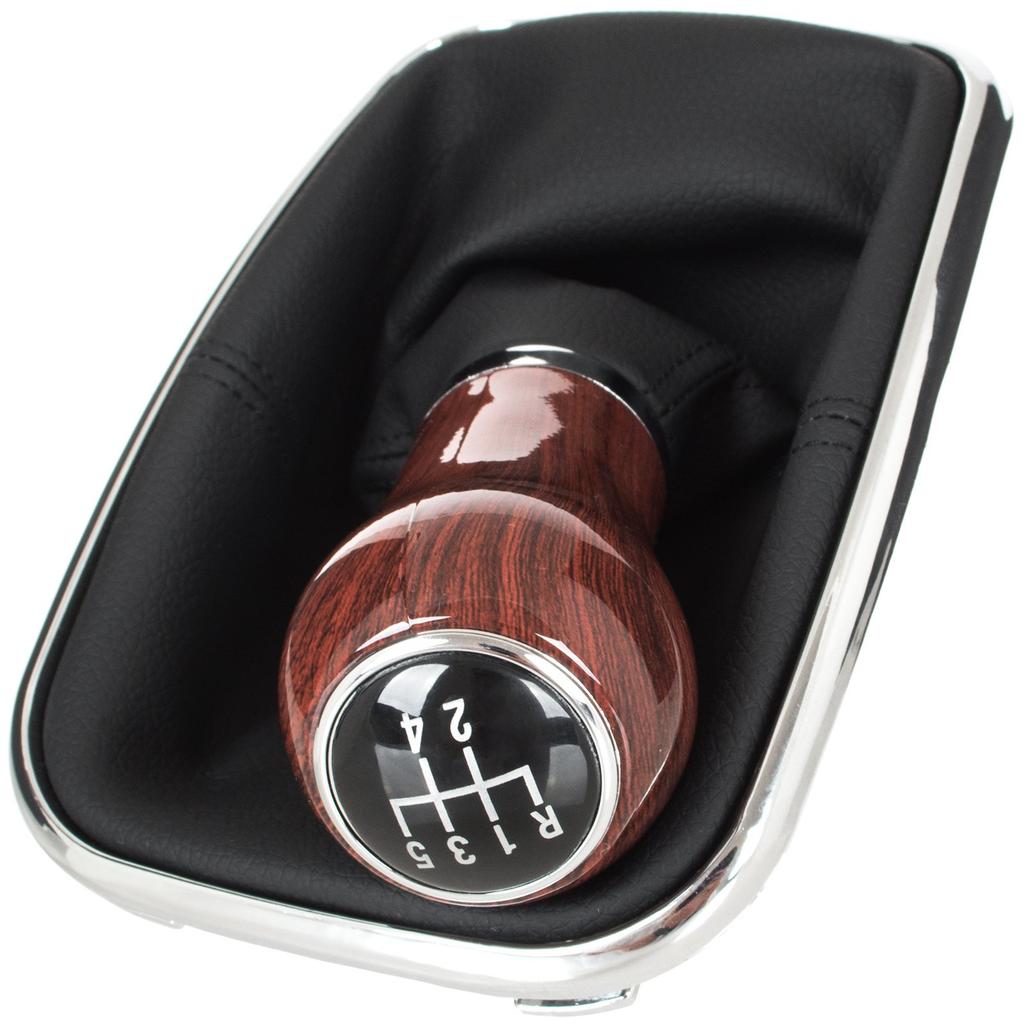 VW Golf IV 98-05 Gear Shift Knob Wood + Gaiter + Chrome Frame